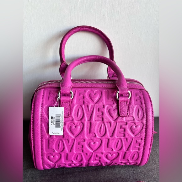Brighton Bubble Gum Pink Deeply In Love Satchel PLUS Matching Handbag Fob - Picture 2 of 13